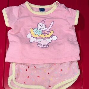 Old Navy Pink Ice Cream Graphic Baby Set